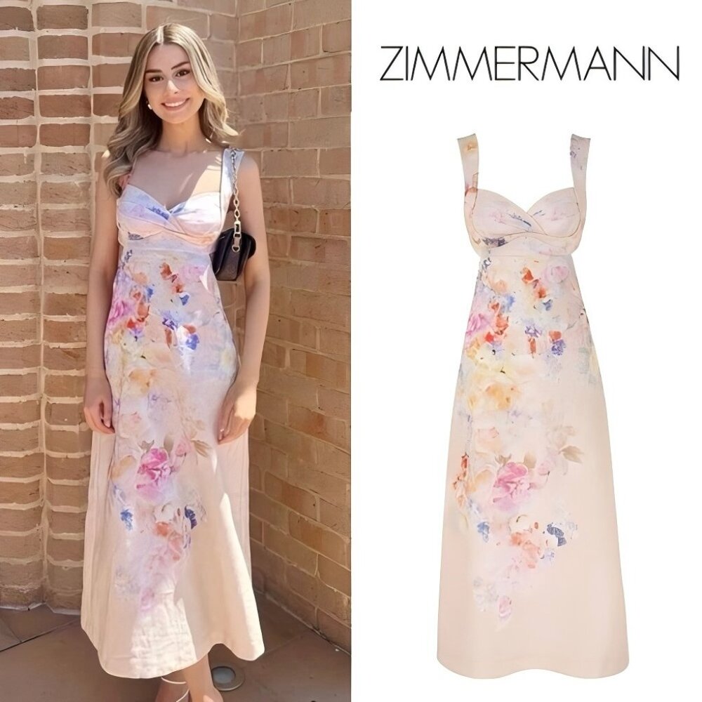 Zimmermann Crush Midi Dress Multi Floral